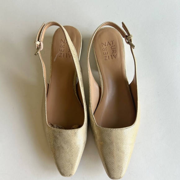 Naturalizer Gold Silver Animal Print Leather Close Toe Slingbacks size 7.5 - Picture 7 of 16